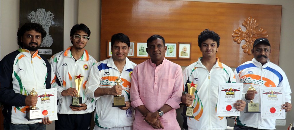 wushu athletes training outdoor Gujarat stadium morning session group